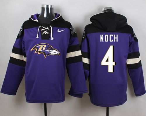 Nike Ravens #4 Sam Koch Purple Player Pullover NFL Hoodie - Click Image to Close